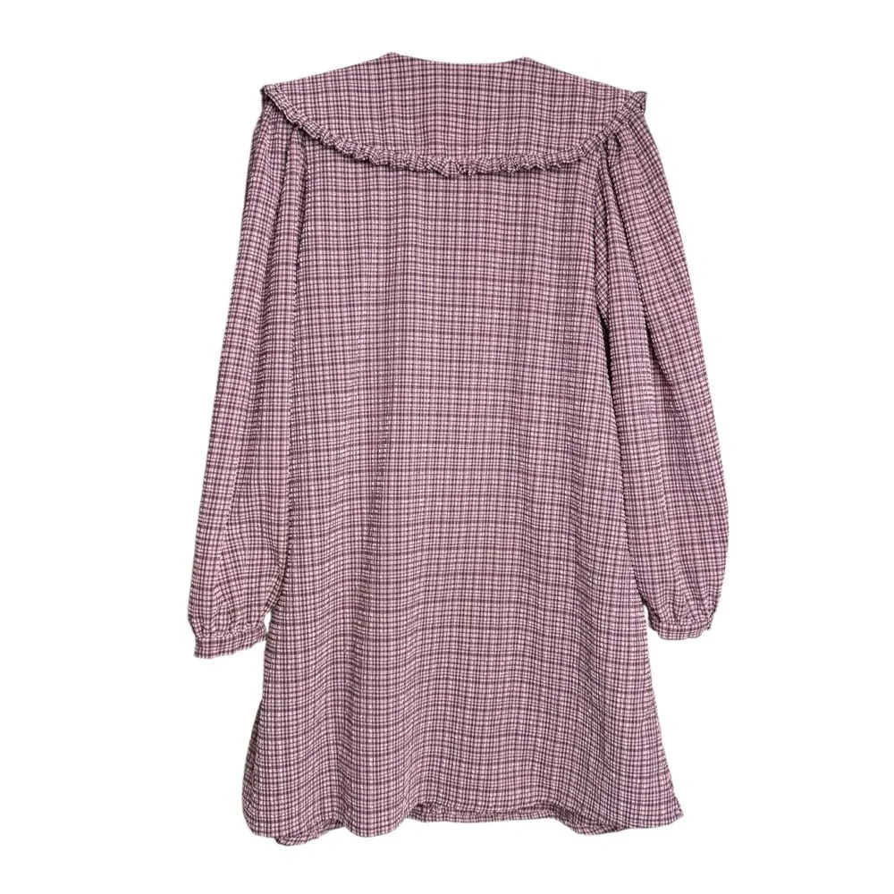 The New Society Girls Anabella Check Dress 16 Seersucker Peter Pan Collar Pink